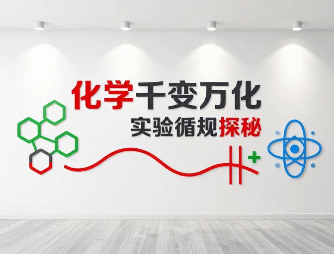 科技风格素材：现代简约化学文化墙设计