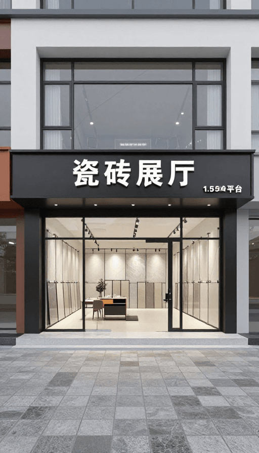 空间设计素材：现代简约瓷砖展厅设计效果图