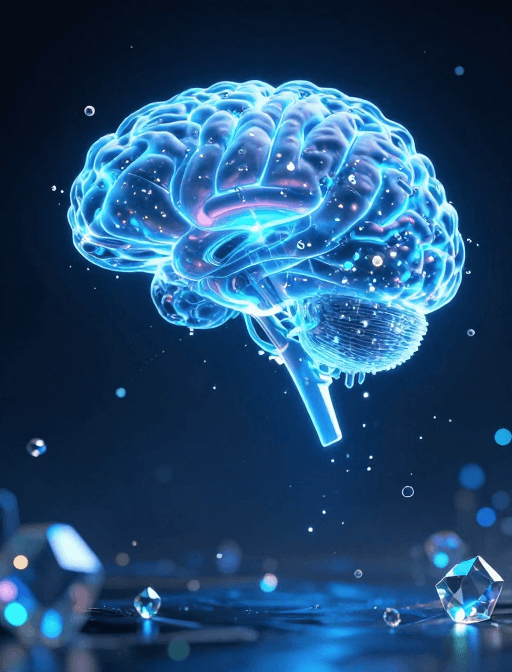 科幻素材：能量晶体中的数字大脑：科幻超现实科技爆发