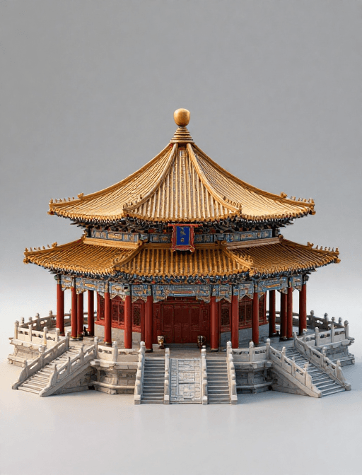 C4D建模素材：机械故宫：C4D光影下的工业美学重构