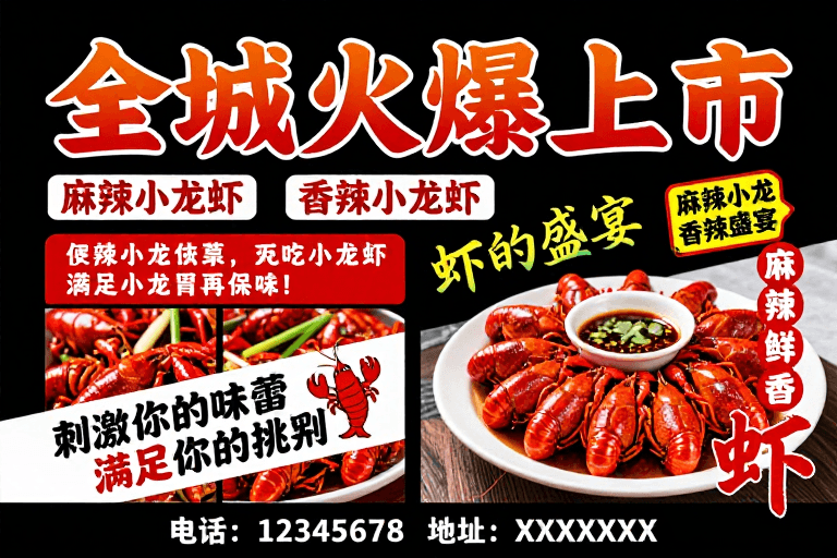 视觉冲击素材：麻辣香辣小龙虾火爆上市，视觉冲击促消费