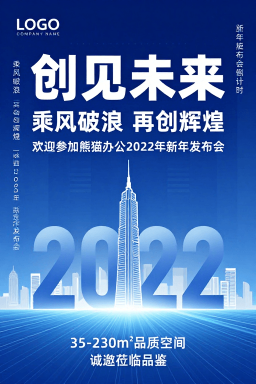 新年发布会素材：创见未来 2022新年发布会科技商务海报