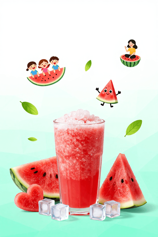 背景图素材：清新夏日西瓜主题插画背景：扁平渐变留白设计