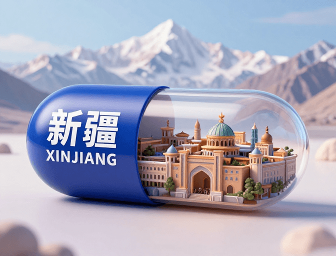 创意展示素材：梦幻新疆：胶囊内的喀什古城缩影