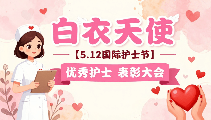 护士节表彰素材：白衣天使闪耀时刻：5.12护士节温暖表彰插画
