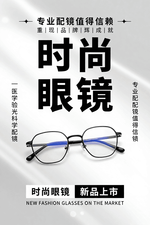 黑白灰配色素材：极简高级感：专业时尚眼镜海报设计