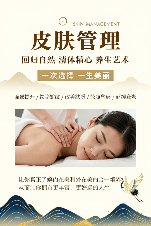 皮肤管理素材：简约东方美学 高端皮肤管理艺术海报