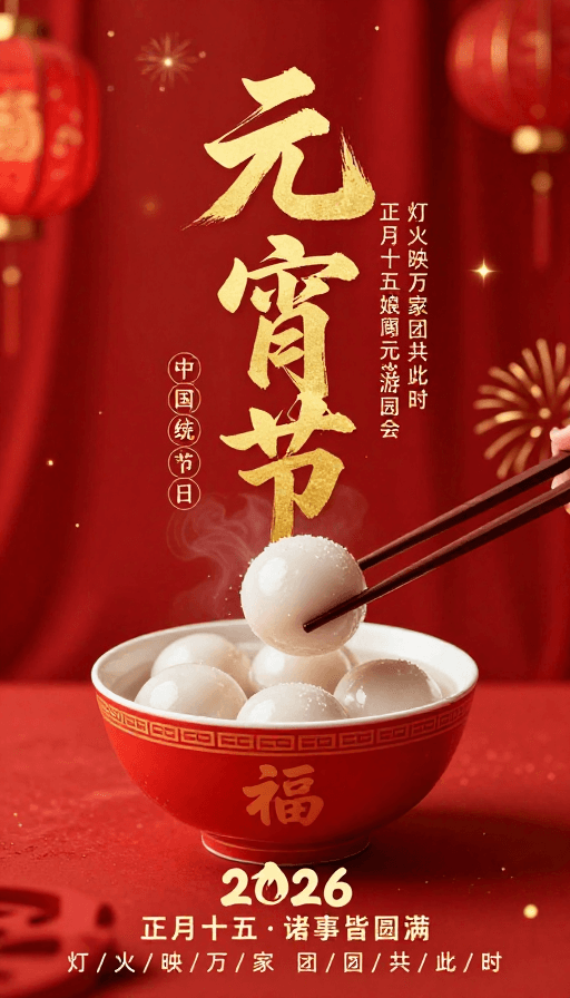 中国红素材：元宵佳节·中国风喜庆海报设计