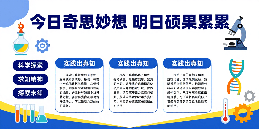 蓝白配色素材：科技启智 探索未来：中小学科学教育海报