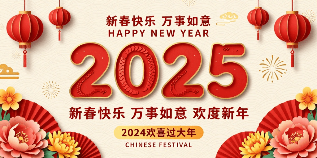 乙巳蛇年素材：2025乙巳蛇年新春海报：中国风立体剪纸艺术