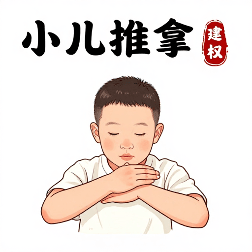 儿童健康素材：传统中医小儿推拿手绘艺术插画