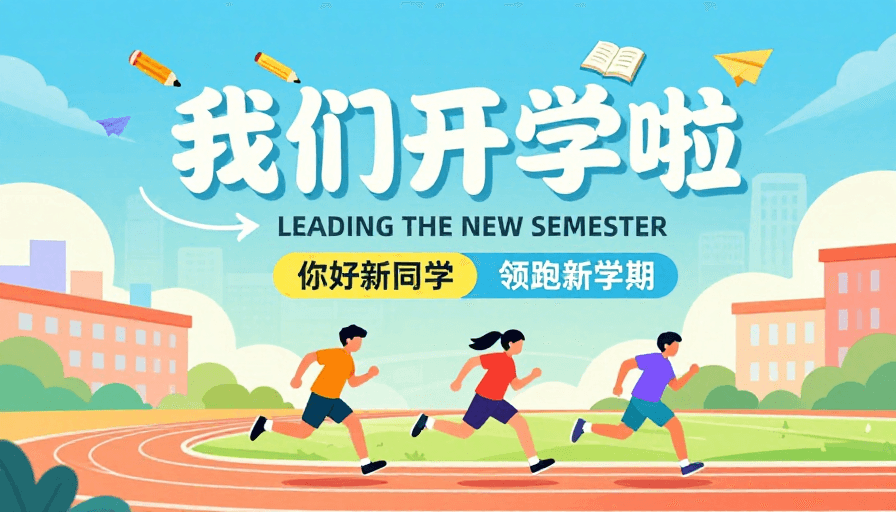开学季素材：清新活力的开学主题扁平插画海报设计