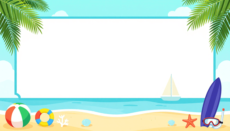 夏日海滩素材：清新马卡龙风夏日海滩背景图