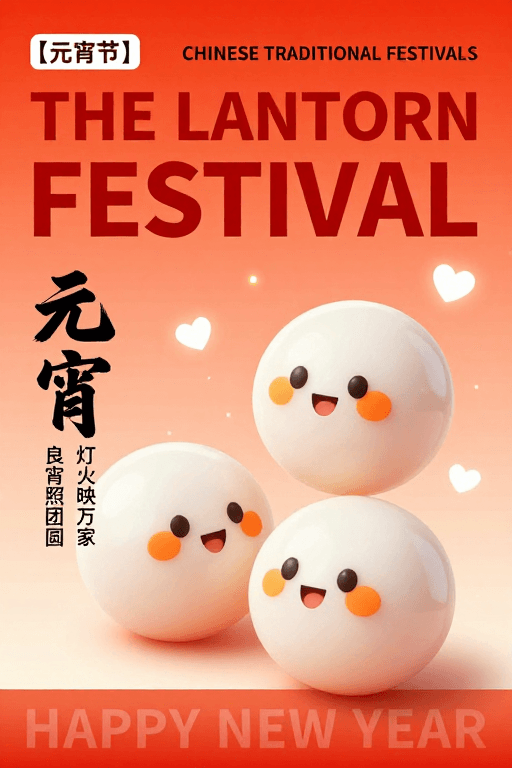 元宵节素材：暖色调元宵插画：团圆寓意与节日氛围的温馨表达