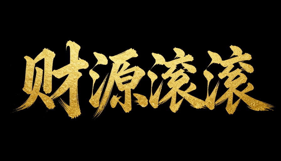 商务设计素材：金墨飞舞财源至：书法财富艺术海报