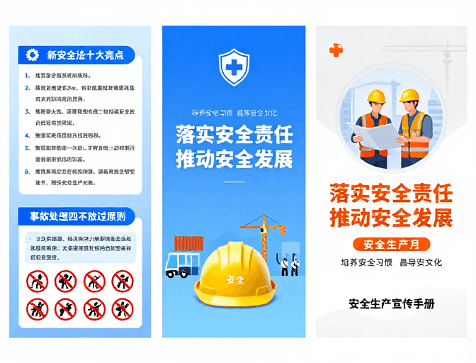 宣传手册封面素材：新安全法亮点与安全责任宣传手册封面设计