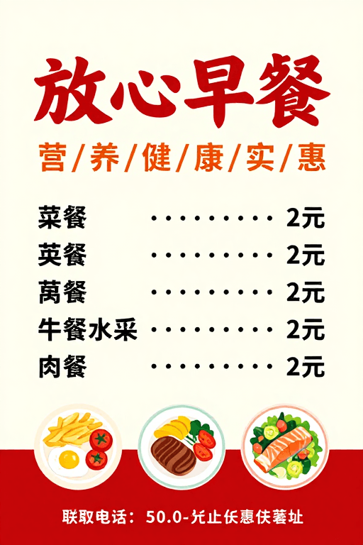 健康营养素材：安心实惠中式早餐·健康营养宣传海报
