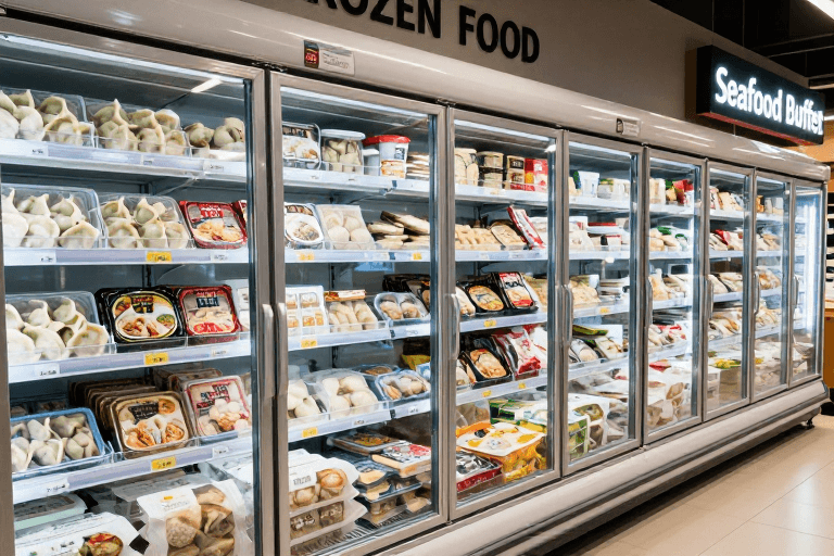 超市冷冻食品素材：现代超市冷冻食品陈列实拍
