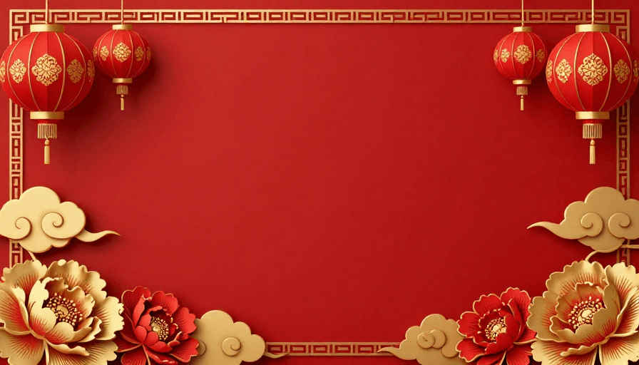 春节背景素材：红金喜庆中国风春节庆典背景图