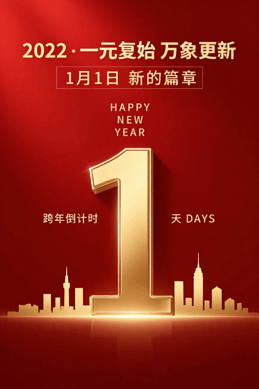 现代感素材：金红新年贺图，彰显庄重与希望