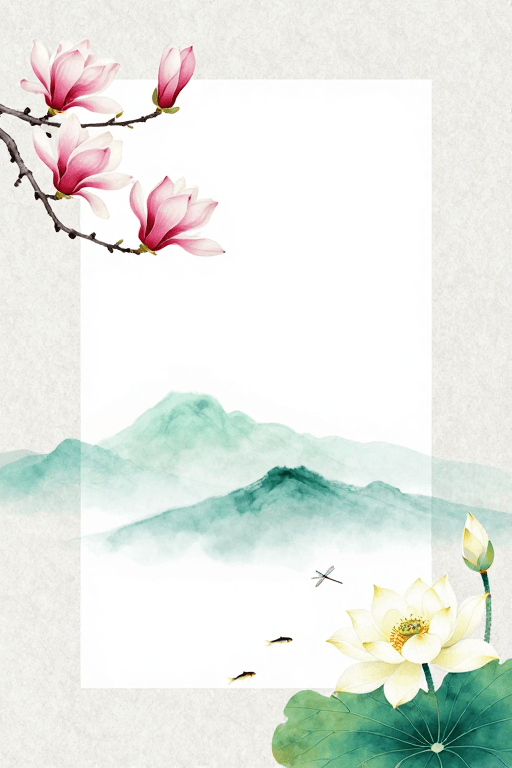 东方意境素材：水墨淡雅留白画卷：东方意境与诗意空间