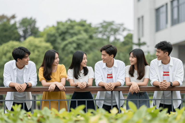 团队活动素材：青春活力：六位亚洲青年的自然光影时刻