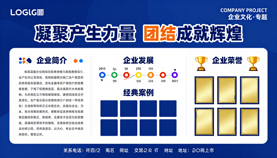 荣誉展示素材：凝聚力量 团结辉煌——现代企业宣传海报