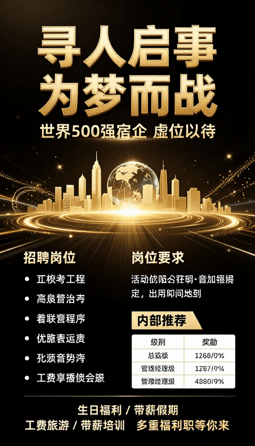 企业海报素材：高端求职：世界500强房企精英招募令