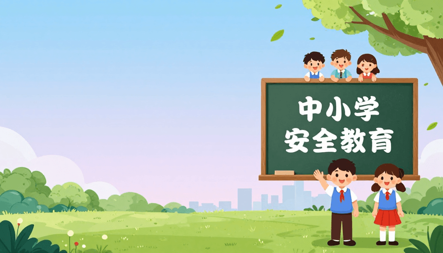 扁平插画风格素材：清新扁平风中小学安全教育主题插画背景