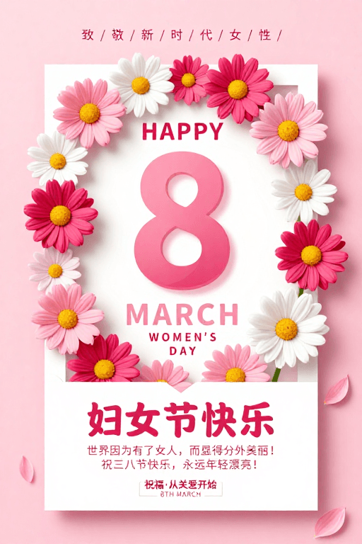 节日庆祝素材：三八妇女节清新温馨庆祝海报设计