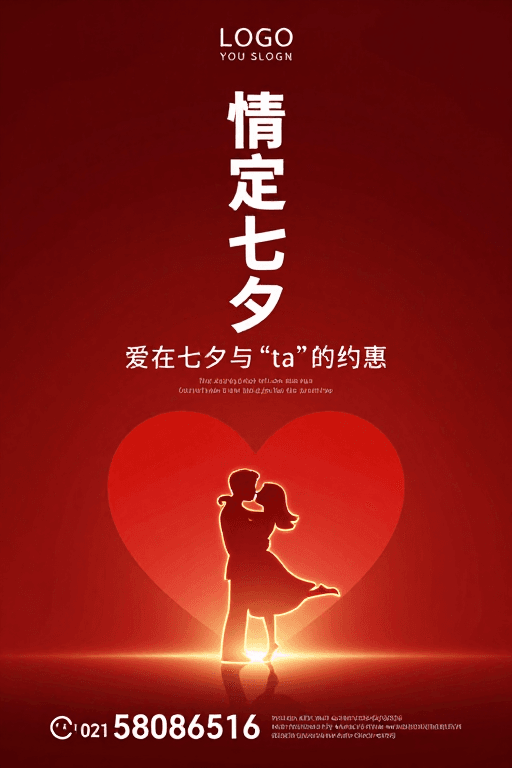 七夕节素材：七夕浪漫海报：情定七夕与品牌温情邀约