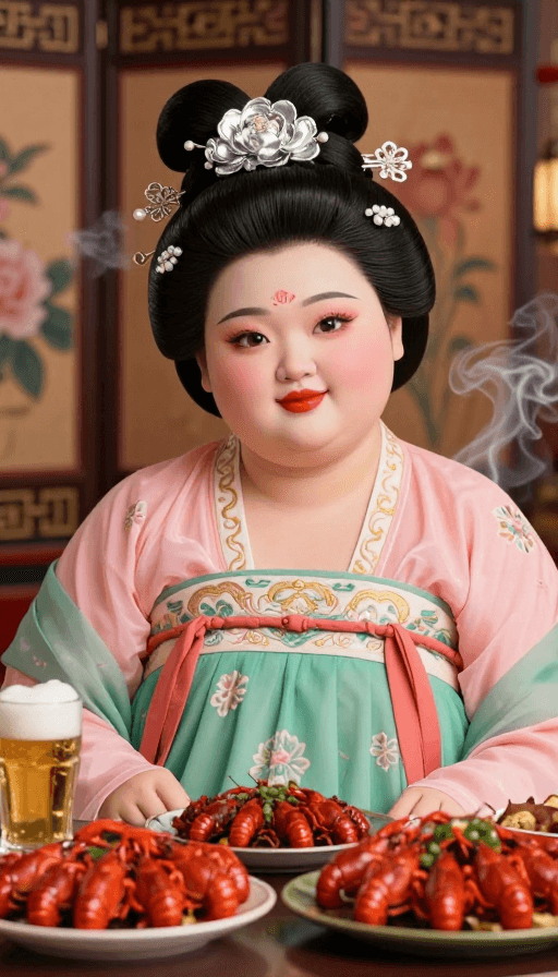 美食宴席素材：唐风美人醉美宴：超现实3D渲染