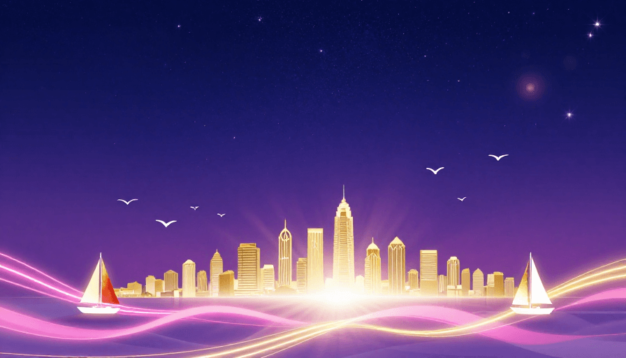 星空夜景素材：梦幻星空都市剪影：科技感与浪漫的交汇