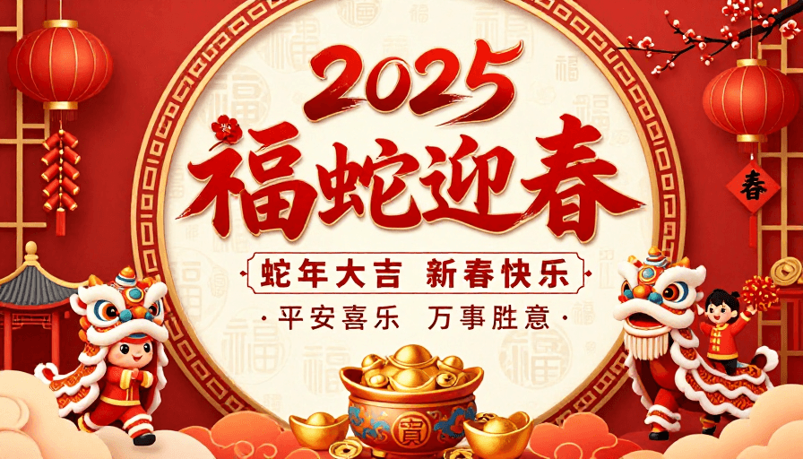 2025新年素材：2025福蛇迎春·中国风新年喜庆海报