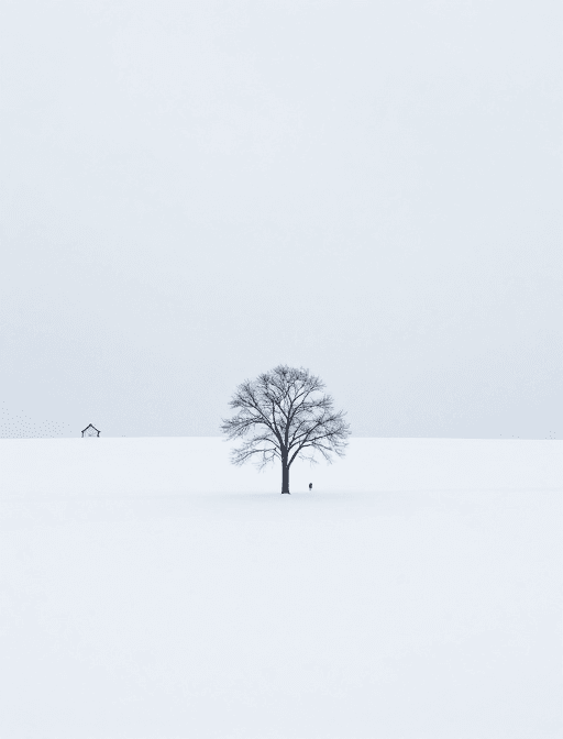 自然摄影素材：极简雪地风光：纯净自然与单物点缀的视觉享受