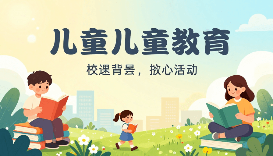 校园海报素材：童趣阅读之旅：扁平插画儿童教育海报