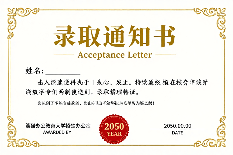 录取通知书素材：典雅录取通知书：金色传统与现代设计融合