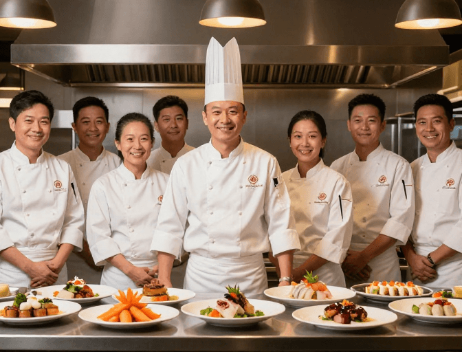 开放式厨房素材：七位亚洲主厨团队呈现精致中式料理