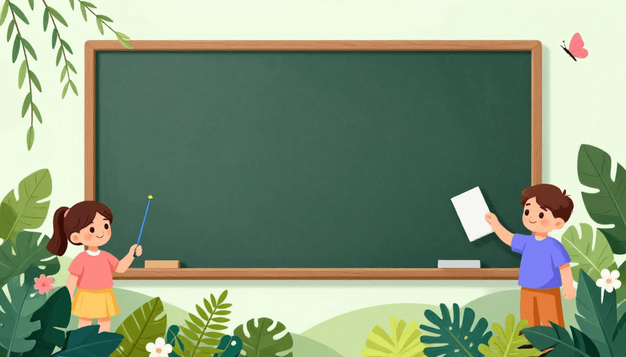 学生角色素材：清新自然校园教学插画背景