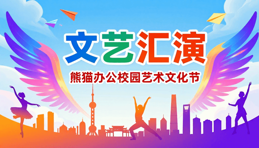 校园活动素材：青春飞扬·校园文艺汇演高饱和渐变艺术海报