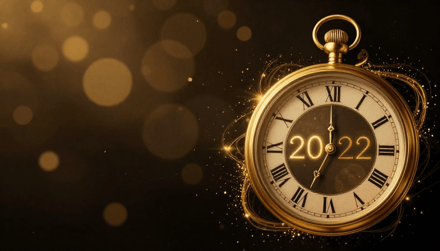 复古设计素材：时光流转：2022金色怀表璀璨时刻