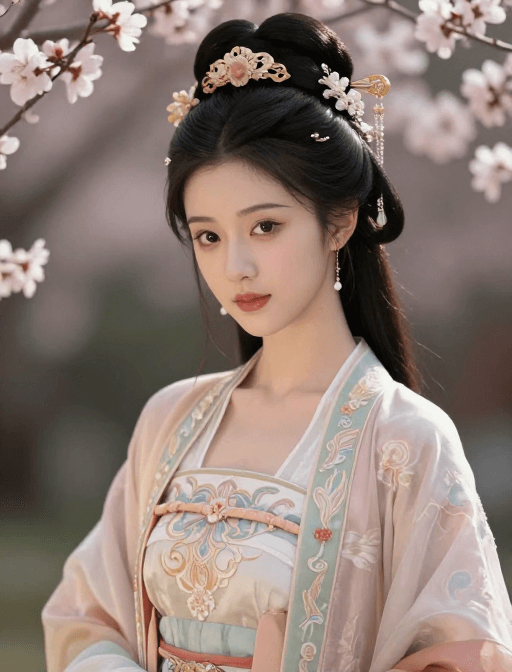 花神素材：东方花神绝美半身像：国风华服与精致发饰