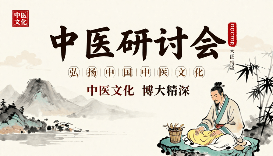 中医文化素材：古韵中医：学术研讨会水墨风海报