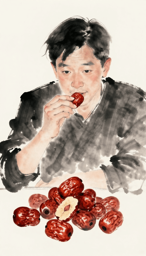 文化素材：水墨红枣：传统艺术中的美味象征