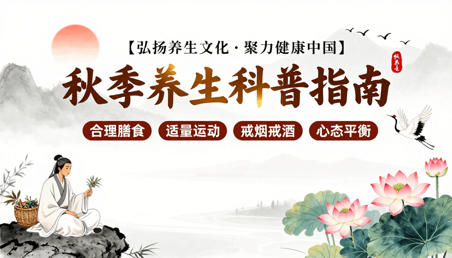 写意山水素材：淡雅水墨秋日养生指南：文人持药与花卉相伴