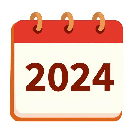 现代极简素材：简约日历插画：2024年现代台历设计