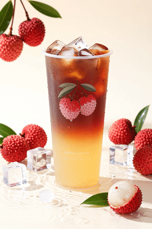 夏日美学素材：夏日荔枝茶：清凉解渴美味之选