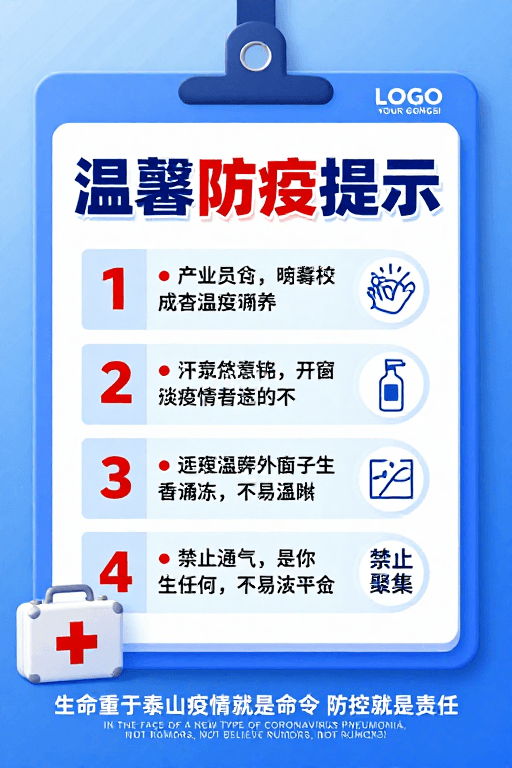 医疗健康素材：温馨防疫提示：专业健康宣传海报设计