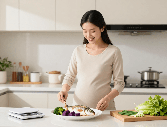 健康生活方式素材：孕期营养：健康厨房中的温馨时光