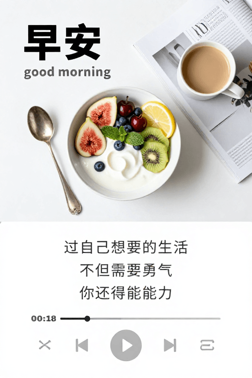 早安问候素材：极简晨光：唤醒心灵早餐时刻